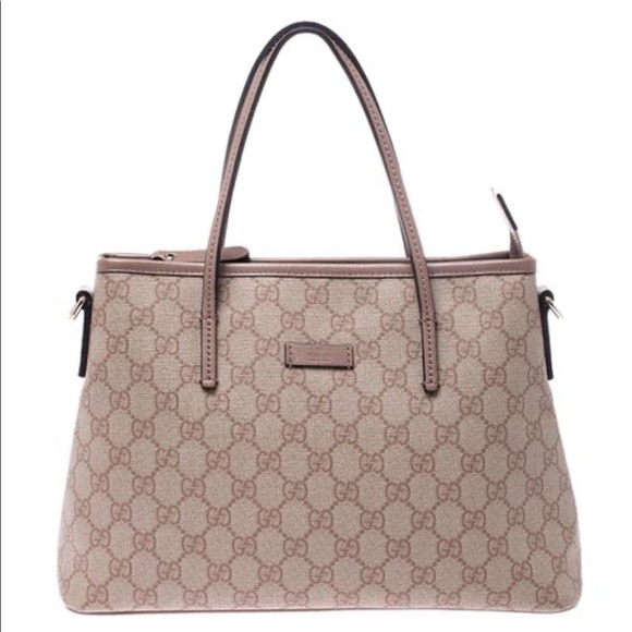 Gucci Nude Supreme Canvas w/ zip beige leather tote - Picture 9 of 16